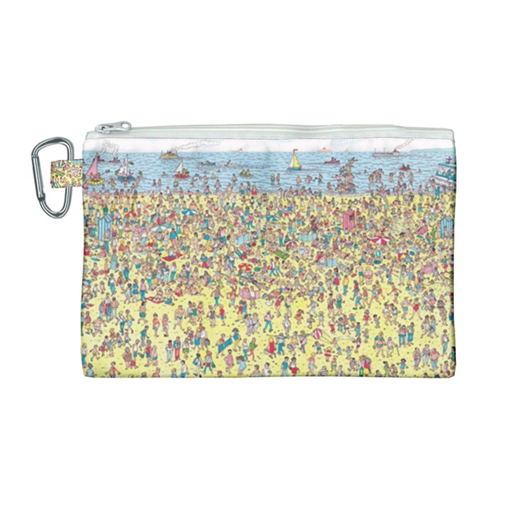 Waldo Cartoon Where s Wally Water Sky Sea Day Nature Canvas Cosmetic Bag (Large)