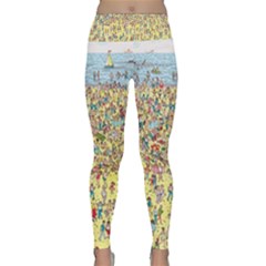 Waldo Cartoon Where s Wally Water Sky Sea Day Nature Lightweight Velour Classic Yoga Leggings by 99art