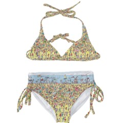 Waldo Cartoon Where s Wally Water Sky Sea Day Nature Kids  Classic Bikini Set by 99art