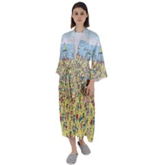 Waldo Cartoon Where s Wally Water Sky Sea Day Nature Maxi Satin Kimono by 99art