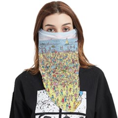 Waldo Cartoon Where s Wally Water Sky Sea Day Nature Face Covering Bandana (triangle) by 99art