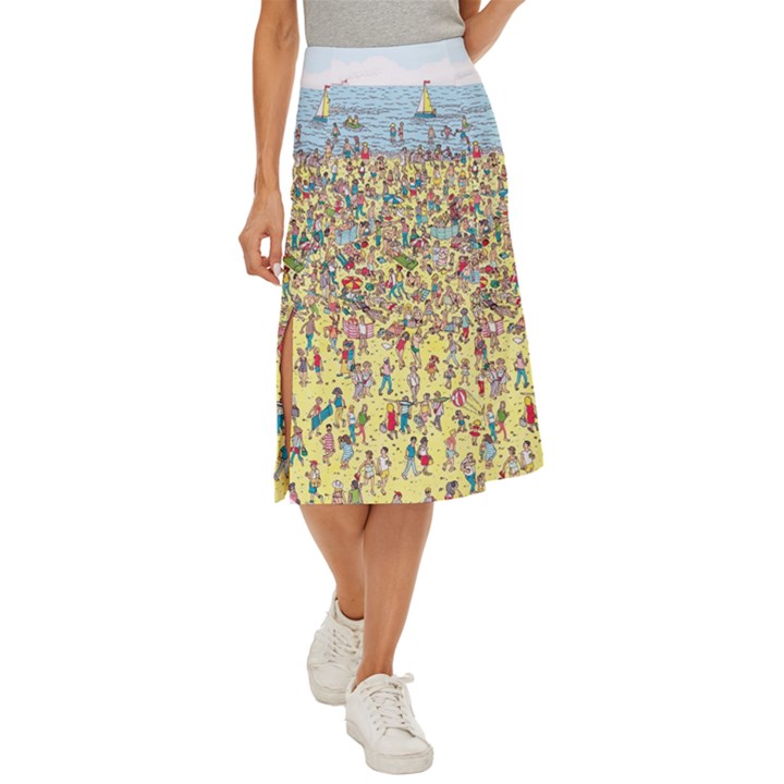 Waldo Cartoon Where s Wally Water Sky Sea Day Nature Midi Panel Skirt