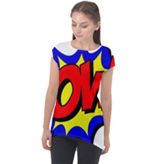 Pow Comic Comic Book Fight Cap Sleeve High Low Top by 99art