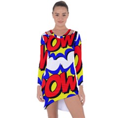 Pow Comic Comic Book Fight Asymmetric Cut-out Shift Dress by 99art