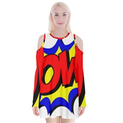 Pow Comic Comic Book Fight Velvet Long Sleeve Shoulder Cutout Dress by 99art