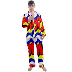 Pow Comic Comic Book Fight Men s Long Sleeve Satin Pajamas Set