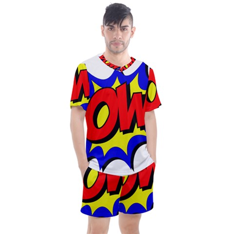 Pow Comic Comic Book Fight Men s Mesh Tee And Shorts Set by 99art