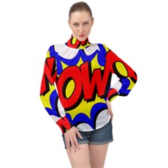 Pow Comic Comic Book Fight High Neck Long Sleeve Chiffon Top by 99art