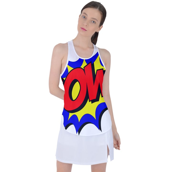 Pow Comic Comic Book Fight Racer Back Mesh Tank Top