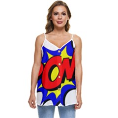 Pow Comic Comic Book Fight Casual Spaghetti Strap Chiffon Top by 99art