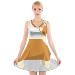 Corgi Dog Puppy V-neck Sleeveless Dress by 99art