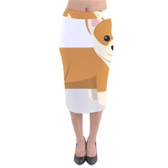 Corgi Dog Puppy Velvet Midi Pencil Skirt by 99art