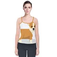 Corgi Dog Puppy Velvet Spaghetti Strap Top by 99art