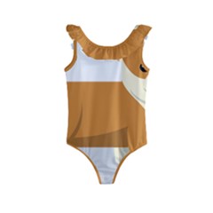 Corgi Dog Puppy Kids  Frill Swimsuit