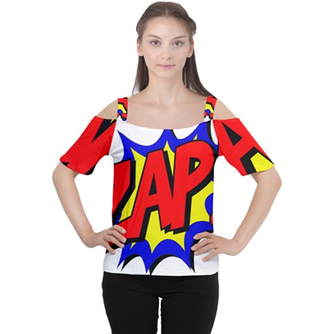 Zap Comic Book Fight Cutout Shoulder Tee by 99art