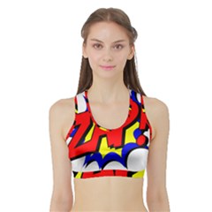 Zap Comic Book Fight Sports Bra With Border by 99art