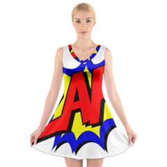 Zap Comic Book Fight V-neck Sleeveless Dress by 99art