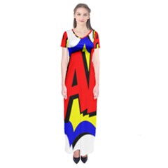 Zap Comic Book Fight Short Sleeve Maxi Dress by 99art