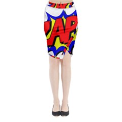 Zap Comic Book Fight Midi Wrap Pencil Skirt by 99art