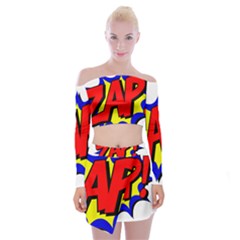 Zap Comic Book Fight Off Shoulder Top With Mini Skirt Set by 99art