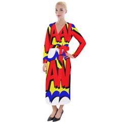 Zap Comic Book Fight Velvet Maxi Wrap Dress by 99art