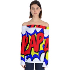 Zap Comic Book Fight Off Shoulder Long Sleeve Top by 99art