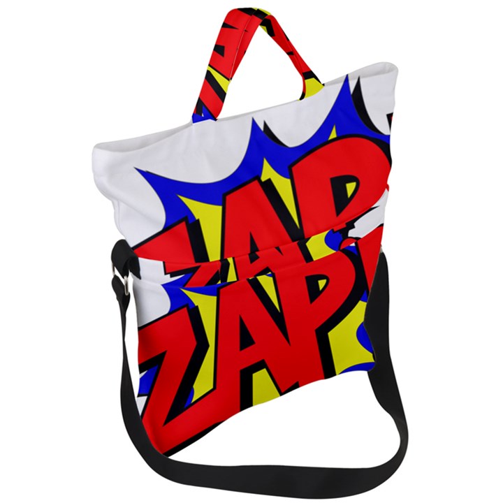 Zap Comic Book Fight Fold Over Handle Tote Bag