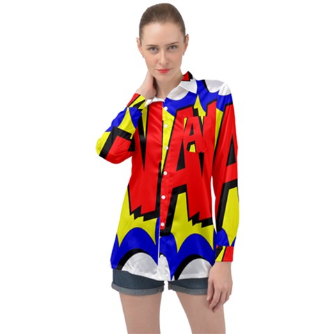 Zap Comic Book Fight Long Sleeve Satin Shirt by 99art