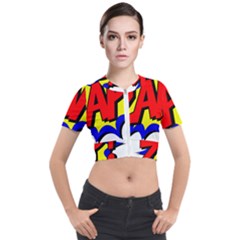 Zap Comic Book Fight Short Sleeve Cropped Jacket by 99art