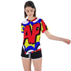 Zap Comic Book Fight Asymmetrical Short Sleeve Sports Tee by 99art