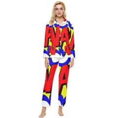 Zap Comic Book Fight Womens  Long Sleeve Velvet Pocket Pajamas Set by 99art