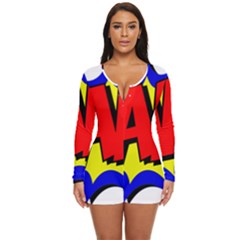 Zap Comic Book Fight Long Sleeve Boyleg Swimsuit by 99art