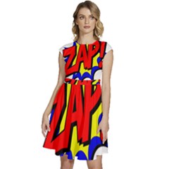 Zap Comic Book Fight Cap Sleeve High Waist Dress by 99art