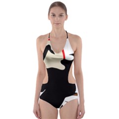 Bat Broom Broomstick Cut-out One Piece Swimsuit