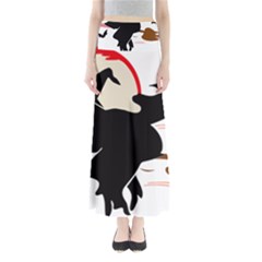 Bat Broom Broomstick Full Length Maxi Skirt