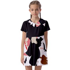 Bat Broom Broomstick Kids  Asymmetric Collar Dress by 99art