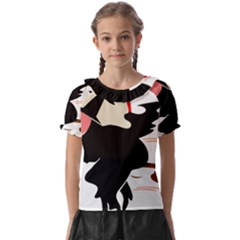 Bat Broom Broomstick Kids  Frill Chiffon Blouse by 99art