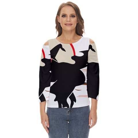 Bat Broom Broomstick Cut Out Wide Sleeve Top by 99art