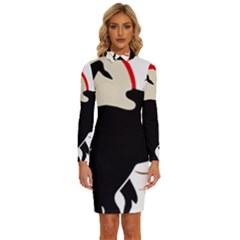 Bat Broom Broomstick Long Sleeve Shirt Collar Bodycon Dress by 99art