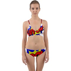 Kapow-comic-comic-book-fight Wrap Around Bikini Set by 99art