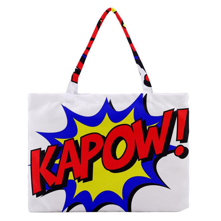 Kapow-comic-comic-book-fight Zipper Medium Tote Bag