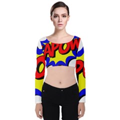 Kapow-comic-comic-book-fight Velvet Long Sleeve Crop Top by 99art