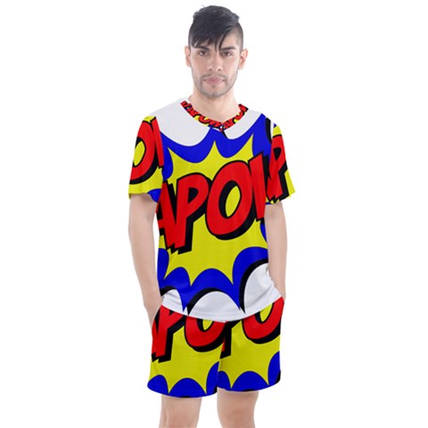 Kapow-comic-comic-book-fight Men s Mesh Tee And Shorts Set by 99art