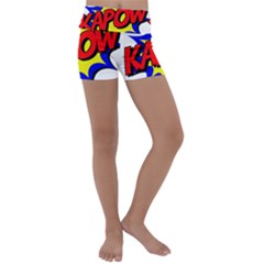 Kapow-comic-comic-book-fight Kids  Lightweight Velour Yoga Shorts by 99art