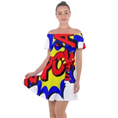 Kapow-comic-comic-book-fight Off Shoulder Velour Dress by 99art