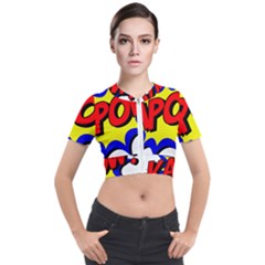 Kapow-comic-comic-book-fight Short Sleeve Cropped Jacket by 99art