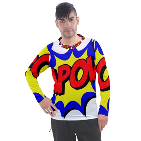 Kapow-comic-comic-book-fight Men s Pique Long Sleeve Tee by 99art