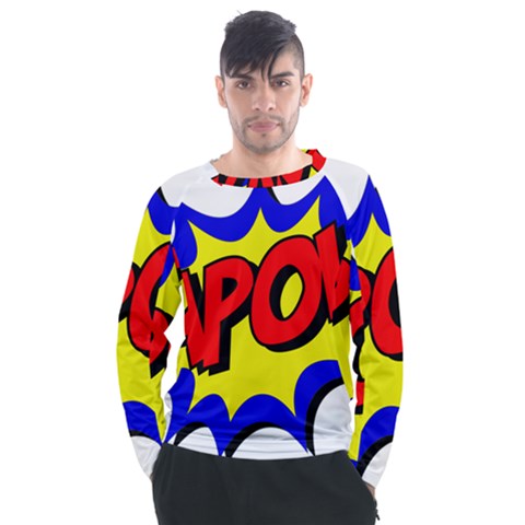 Kapow-comic-comic-book-fight Men s Long Sleeve Raglan Tee by 99art