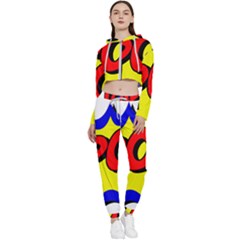 Kapow-comic-comic-book-fight Cropped Zip Up Lounge Set by 99art