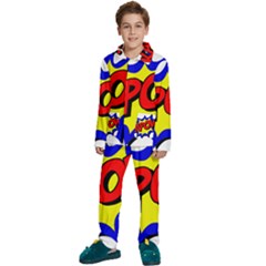 Kapow-comic-comic-book-fight Kids  Long Sleeve Velvet Pajamas Set by 99art